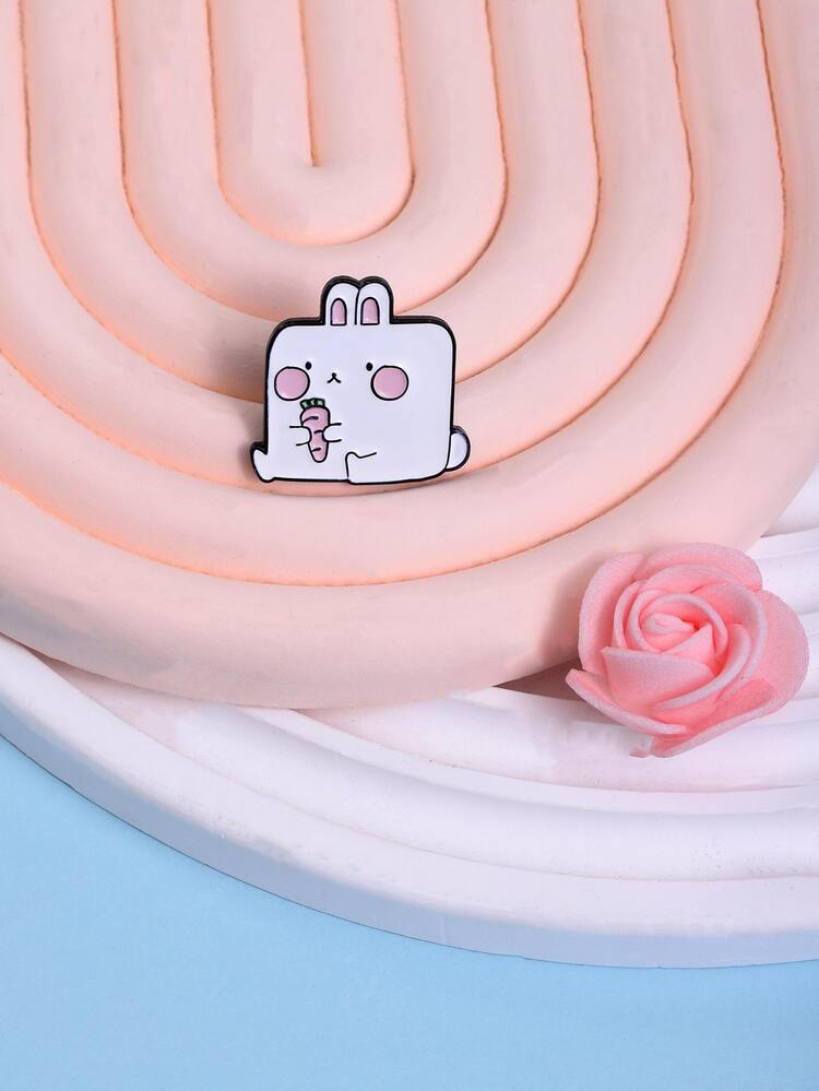 1pc Creative Personality Cartoon Animal Oil-drop Brooch - White - View 1