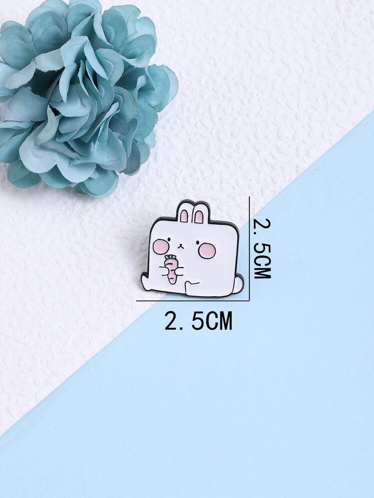 1pc Creative Personality Cartoon Animal Oil-drop Brooch - White - View 3