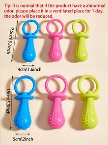 1pc Pet Tpr Rubber Pacifier Bite & Clean Teeth Toy With Sound, Color Random, Suitable For Small Dogs - Multicolor - View 3