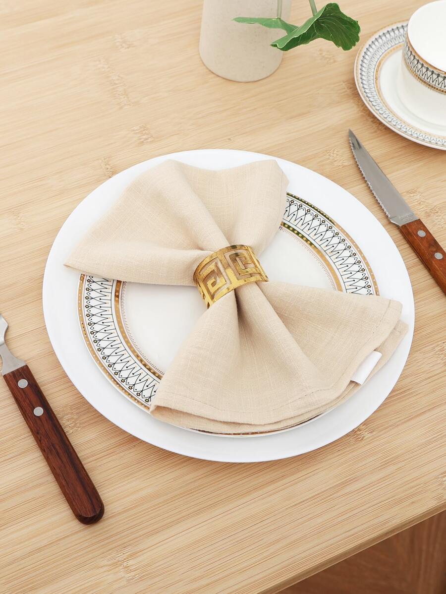 1 pieza Servilleta de tela unicolor - Beis - Ver 1