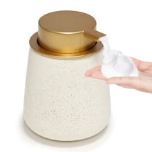 1 件 12 盎司宽口陶瓷皂液器可再填充泵瓶，适用于液体皂液、洗发水、沐浴露、洗手液、护发素、厨房洗涤剂、浴室乳液分配瓶、酒店民宿、厨房、水槽、洗衣机 - 家居配件 - 金色 - 查看 7