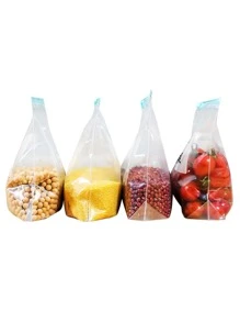 10入組塑料廚房袋,帶字圖案透明食品儲存袋,冰箱收納袋,購物袋,包裝袋,多功能收納袋,清晰袋,可重複使用