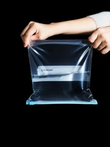 10入組塑料廚房袋,帶字圖案透明食品儲存袋,冰箱收納袋,購物袋,包裝袋,多功能收納袋,清晰袋,可重複使用