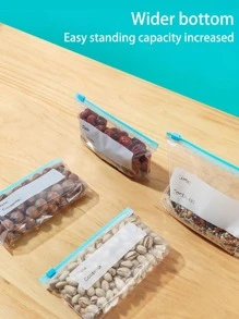 10入組塑料廚房袋,帶字圖案透明食品儲存袋,冰箱收納袋,購物袋,包裝袋,多功能收納袋,清晰袋,可重複使用