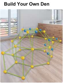 120入組孩子的穴居建造套件,建築組件,小屋建造套件,適用於3-11歲兒童的室內和室外活動 - 彩色 - 查看 1