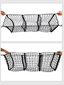 車後備箱行李網狀,3D存儲網,車存儲網,車懸掛收納包,房車野營,3口袋車存儲網 - 黑色 - 查看 9