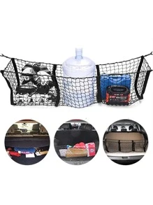 車後備箱行李網狀,3D存儲網,車存儲網,車懸掛收納包,房車野營,3口袋車存儲網 - 黑色 - 查看 6