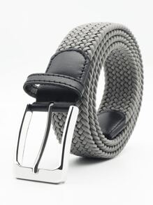 1入組男士燈灰色每天彈性編織皮帶帶發亮扣飾 - 淺灰色 - 查看 12
