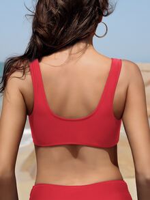 SHEKINI 性感露背女式比基尼，夏季女性游泳服上衣 - 紅色 - 查看 2