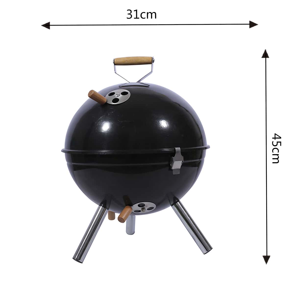 1入組黑色圓形木炭燒烤架適用於蒐集,野營,派對 - 黑色 - 查看 1