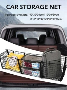 車後備箱行李網狀,3D存儲網,車存儲網,車懸掛收納包,房車野營,3口袋車存儲網 - 黑色 - 查看 4