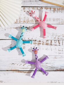 Jouet de soulagement du stress en forme de girafe extensible avec ventouse de dessin animé et fonction de changement de forme pour les enfants. Fournitures scolaires, jouets pour enfants, cadeaux de Noël pour enfants