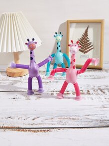 Jouet de soulagement du stress en forme de girafe extensible avec ventouse de dessin animé et fonction de changement de forme pour les enfants. Fournitures scolaires, jouets pour enfants, cadeaux de Noël pour enfants