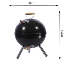 1入組黑色圓形木炭燒烤架適用於蒐集,野營,派對 - 黑色 - 查看 2