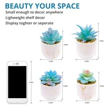 4pcs Realistic Pvc Material Faux Succulent Plants - Blue - View 2