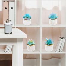 4pcs Realistic Pvc Material Faux Succulent Plants - Blue - View 6