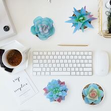 4pcs Realistic Pvc Material Faux Succulent Plants - Blue - View 5