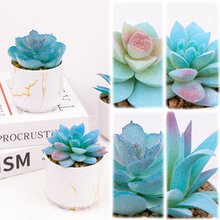 4pcs Realistic Pvc Material Faux Succulent Plants - Blue - View 7