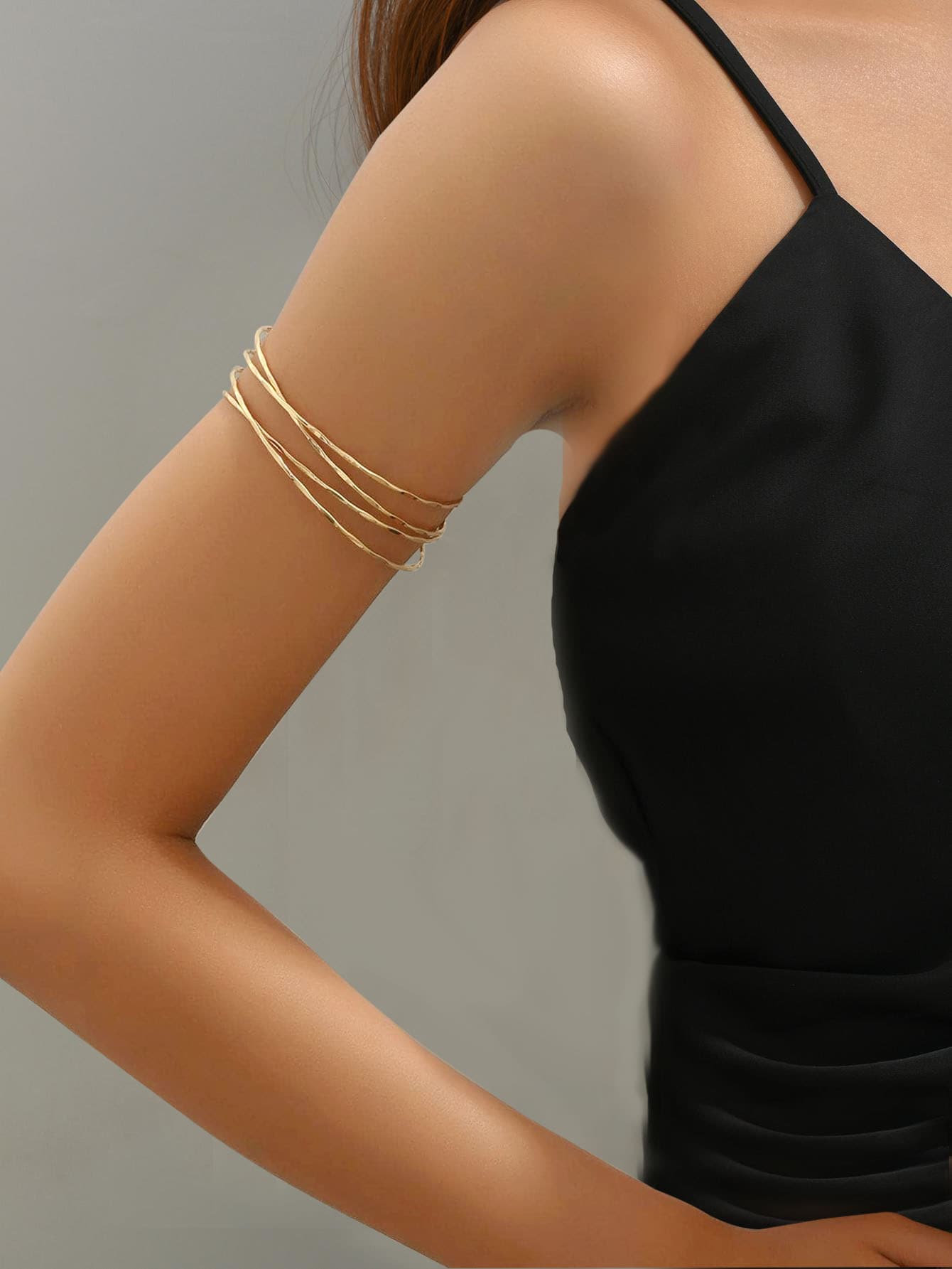 1 Máy Tính Thời Trang Đơn Giản Duyên Dáng Gợi Cảm Kim Loại Cổ Điển Cánh Tay Vòng Đeo Tay Cho Nữ Dự Tiệc Ngoài Trời Đa Năng Cơ Thể Trang Sức - Vàng - Xem 1