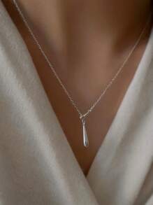 1入組幾何Y形項鍊套頭毛衣鏈條