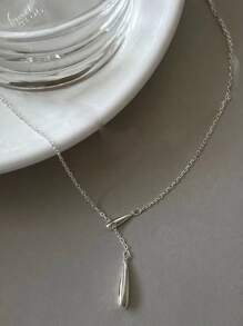 1入組幾何Y形項鍊套頭毛衣鏈條