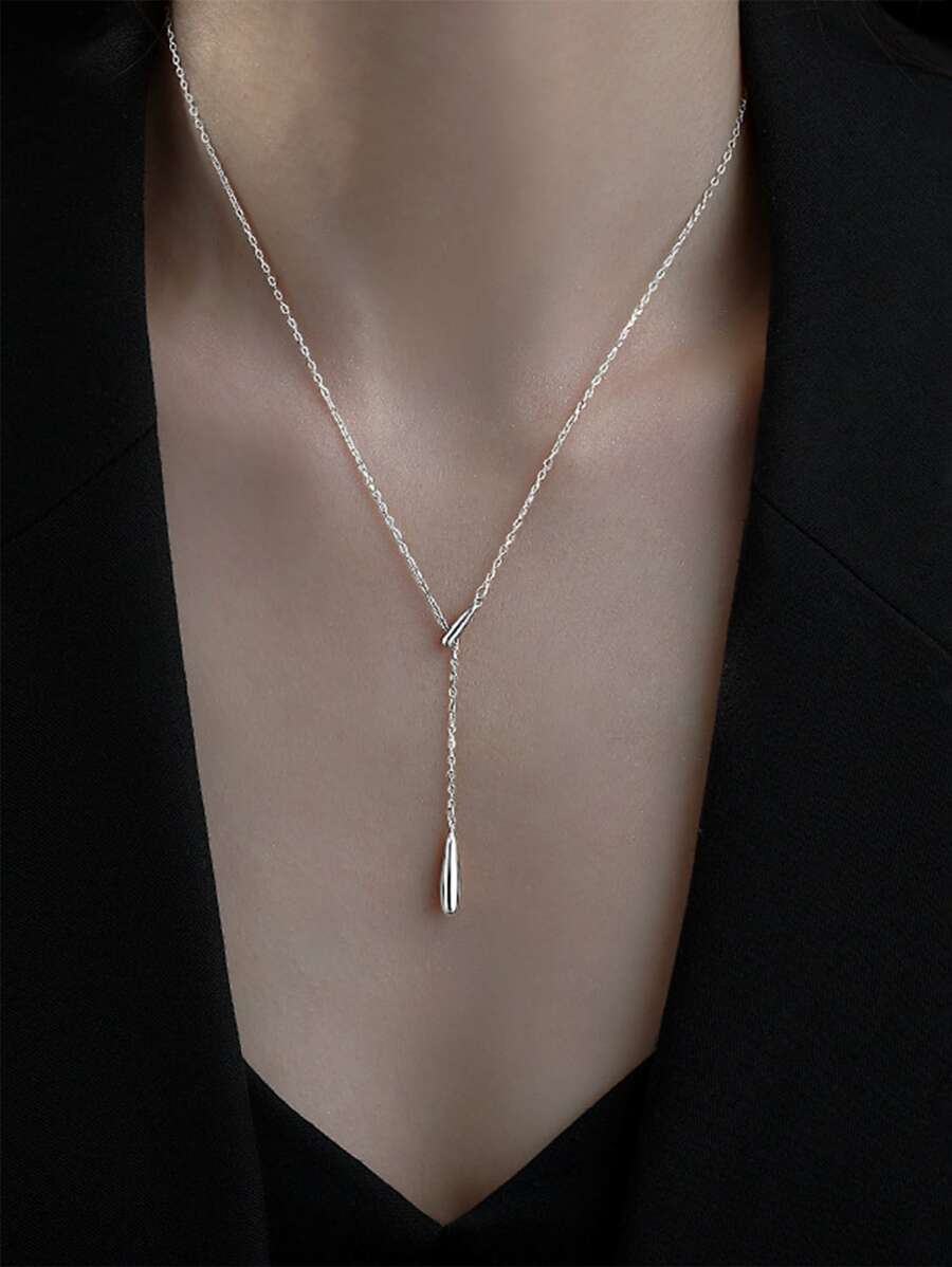 1入組幾何Y形項鍊套頭毛衣鏈條