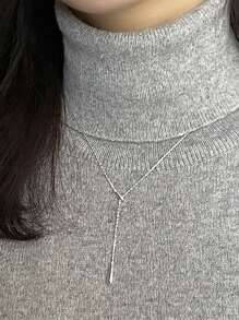 1入組幾何Y形項鍊套頭毛衣鏈條