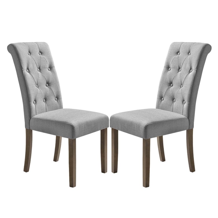 MERAX Aristocratic Style Dining Chair Noble And Elegant Solid Wood Tufted Dining Chair Dining Room Set (Set Of 2) - 灰色 - 查看 11