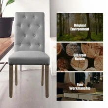 MERAX Aristocratic Style Dining Chair Noble And Elegant Solid Wood Tufted Dining Chair Dining Room Set (Set Of 2) - 灰色 - 查看 6