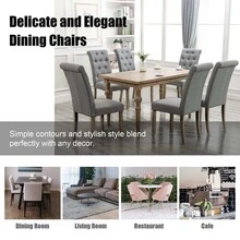 MERAX Aristocratic Style Dining Chair Noble And Elegant Solid Wood Tufted Dining Chair Dining Room Set (Set Of 2) - 灰色 - 查看 4