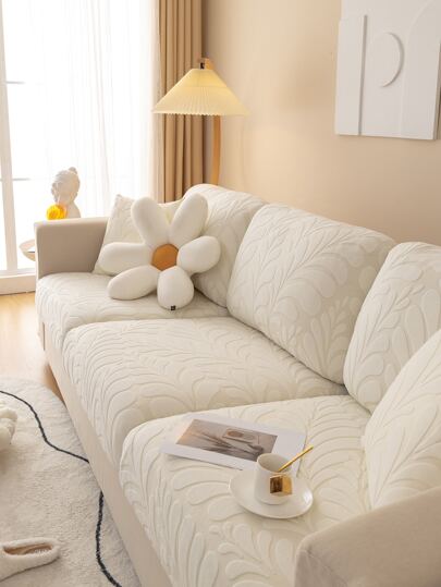 1pc Jacquard All Seasons Universal Stretch Sofa Cushion Cover, Modern Minimalist Style Anti-skid Sofa Cover, Living Room Sofa Protector For L-shape And 1-4 Seats Sofa