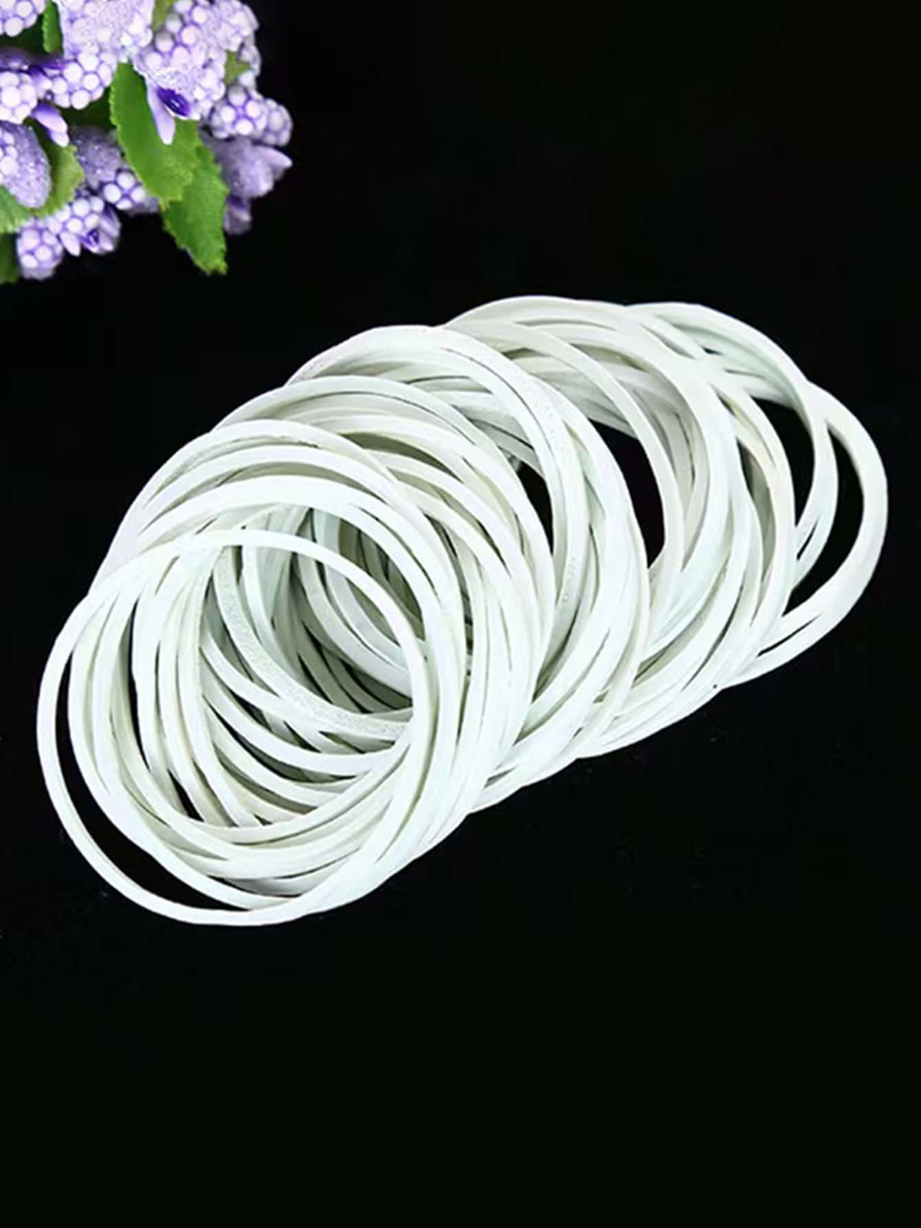 50g/pack White Rubber Bands, Office Stationery Elastic Band - White - View 1