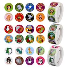 1500入組兒童獎勵貼紙，圓形可愛動物貼紙3卷，勵志獎勵貼紙，有趣的教師貼紙，適合兒童老師課堂學校用品 - 彩色 - 查看 1