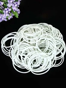 50g/pack White Rubber Bands, Office Stationery Elastic Band - White - View 7