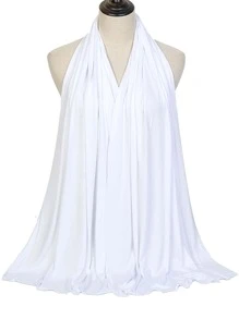 1 Khăn Trùm Đầu Mềm Mại Màu Trơn Hijab Dành Cho Nữ - trắng - Xem 1