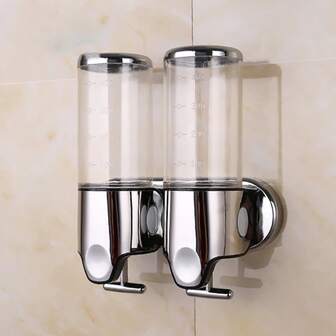 Double Headed Transparent Soap Liquid Dispenser, Stainless Steel Push-pull Soap Dispenser, Wall-mounted Manual Soap Dispenser