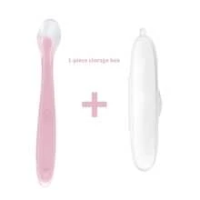 First Stage Silicone Self Feeding Training Spoons , Toddler's Self Feeding Silicone Spoons, Toddler Spoons, Toddler Utensils, Baby Essentials, Baby Must Haves - Pink - View 1