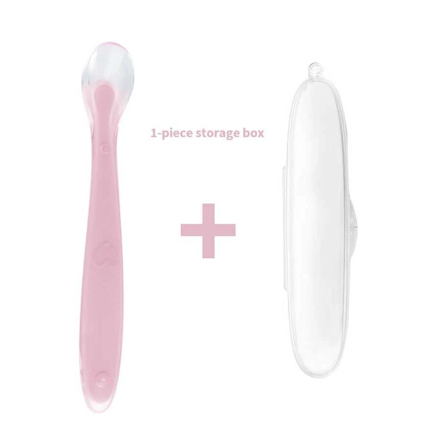 First Stage Silicone Self Feeding Training Spoons , Toddler's Self Feeding Silicone Spoons, Toddler Spoons, Toddler Utensils, Baby Essentials, Baby Must Haves - Pink - View 1