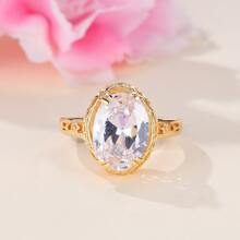 1入組復古宮廷風格橢圓形戒指，經典女士珠寶，朋友/情人節禮物 - 白色 - 查看 3