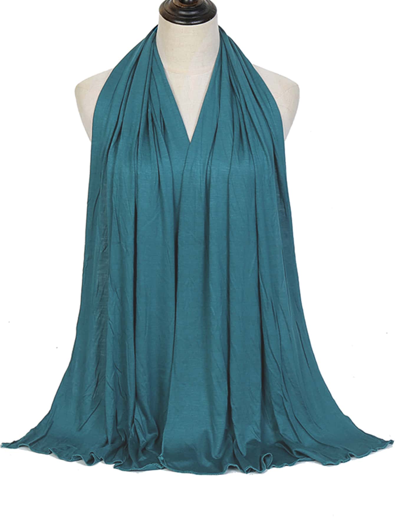 1 Khăn quàng đầu màu trơn cho nữ, Khăn quấn đầu Hijab mềm - Màu xanh ngọc - Xem 1