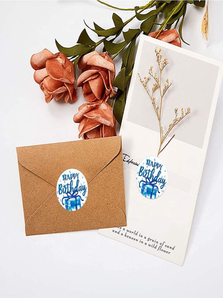 500 st/rulle Grattis på födelsedagen klistermärke - Multifärgad - Visa 4