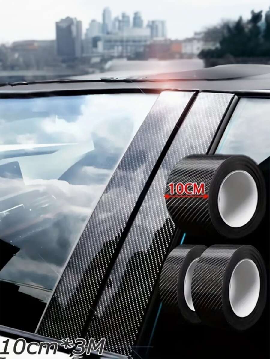 1 cuộn 6D Textured PVC Nhãn dán xe hơi - màu đen - Xem 1