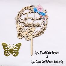 1 Miếng Bướm 3D Gỗ Hoa Đồ trang trí Bánh Cho bữa tiệc Đồ trang trí - Nhiều màu - Xem 2