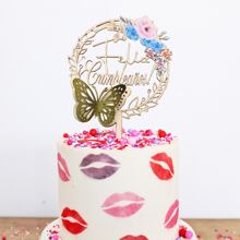 1 Miếng Bướm 3D Gỗ Hoa Đồ trang trí Bánh Cho bữa tiệc Đồ trang trí - Nhiều màu - Xem 3