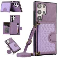 Wallet Design Phone Case With Lanyard - Purple - View 1