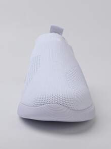 Women's casual outdoor flying woven large size anti-skid, comfortable and breathable running shoes - 白色 - 查看 3