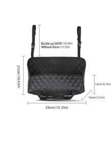 1pc Quilted Detail Car Storage Bag - Black - View 6