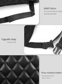 1pc Quilted Detail Car Storage Bag - Black - View 7