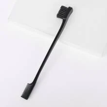 1入組雙面邊緣控制髮刷，2合1染色髮刷，梳理髮型塑造修容，邊緣控制拋光梳，女性女孩造型工具，適用於所有嬰兒頭髮修飾 - 黑色 - 查看 1