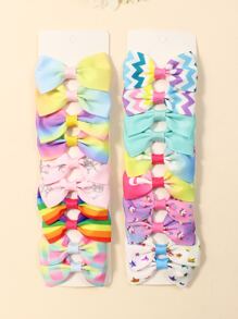 20pcs Girls' Multicolor Bow Hair Clips - Green - View 1